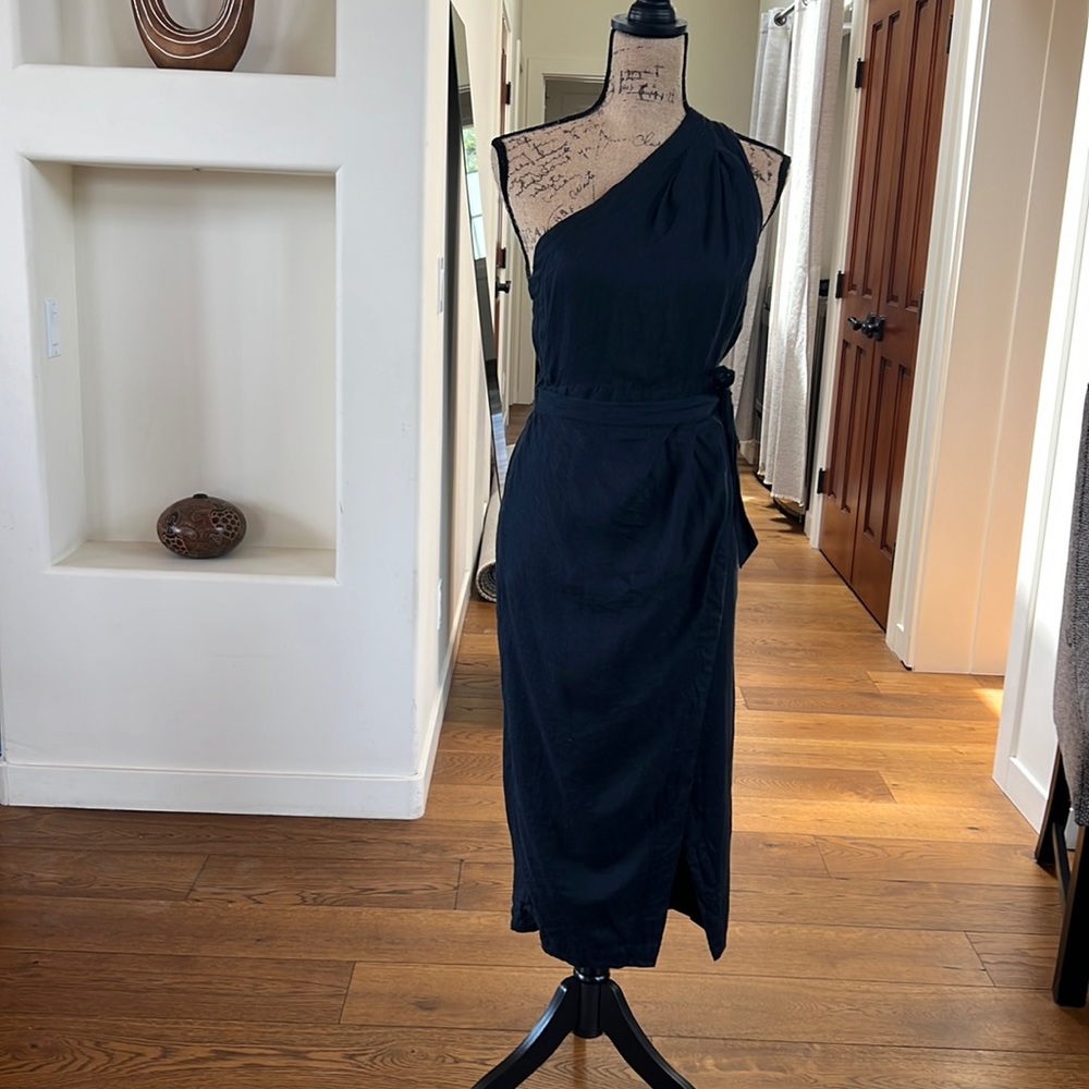 Anthropologie black cotton wrap dress. Very flattering.